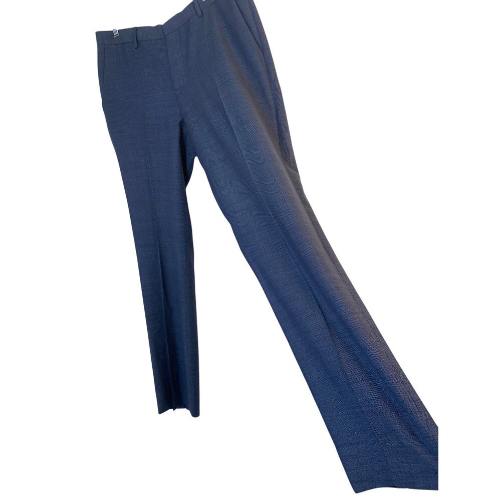 Hugo Boss Genius 2 Mens Slim Fit Stretch Wool Dress Pants 38 x 33.5 Blue RR10728